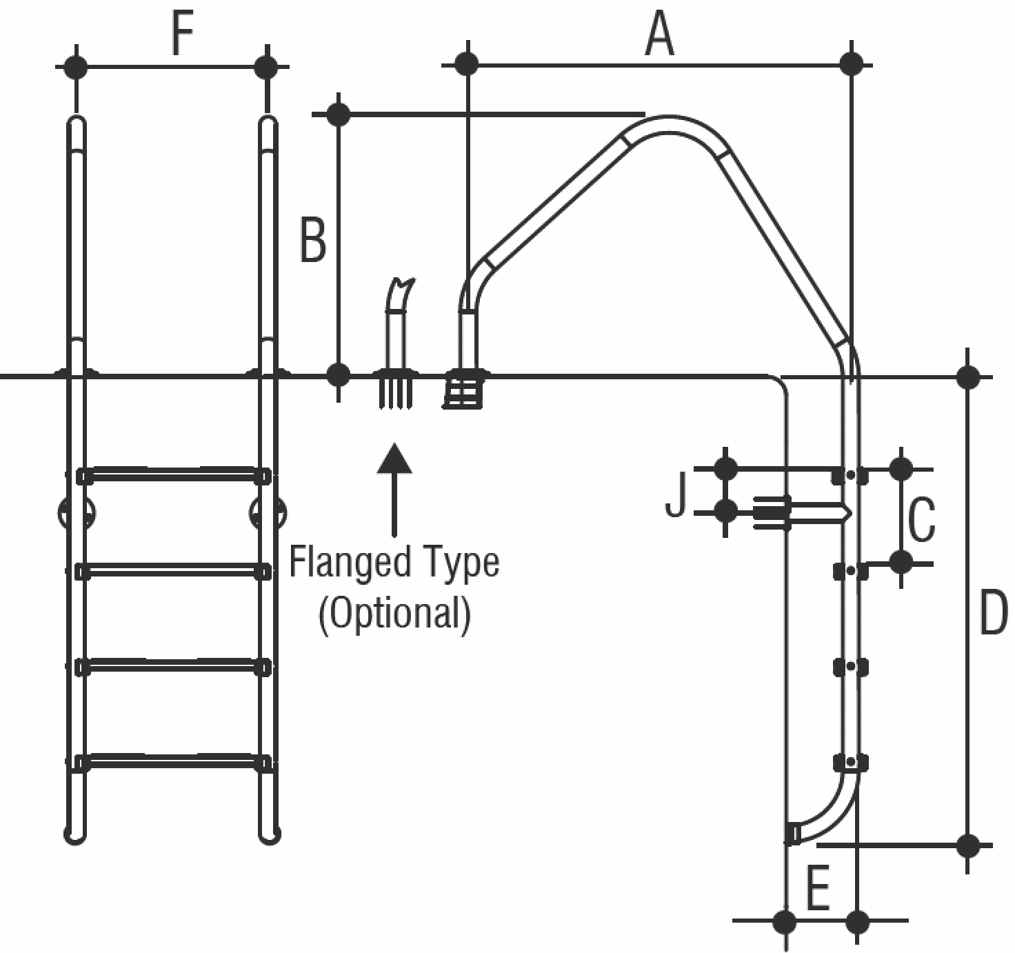 Лестница 5 ступеней Gemas OVERFLOW AISI 304 (0311414)